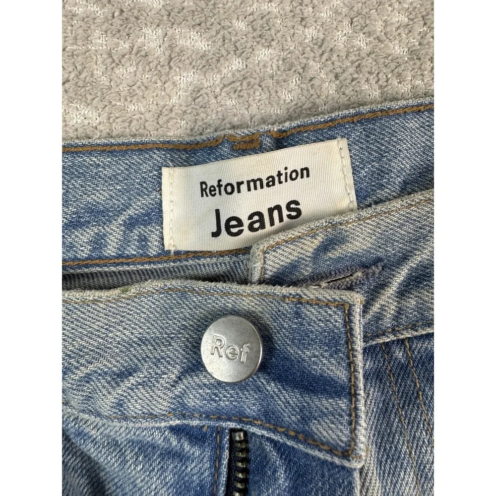 Reformation Jeans Womens‎ 26 Blue Zoe High Rise Loose Ripped Distressed Montauk
